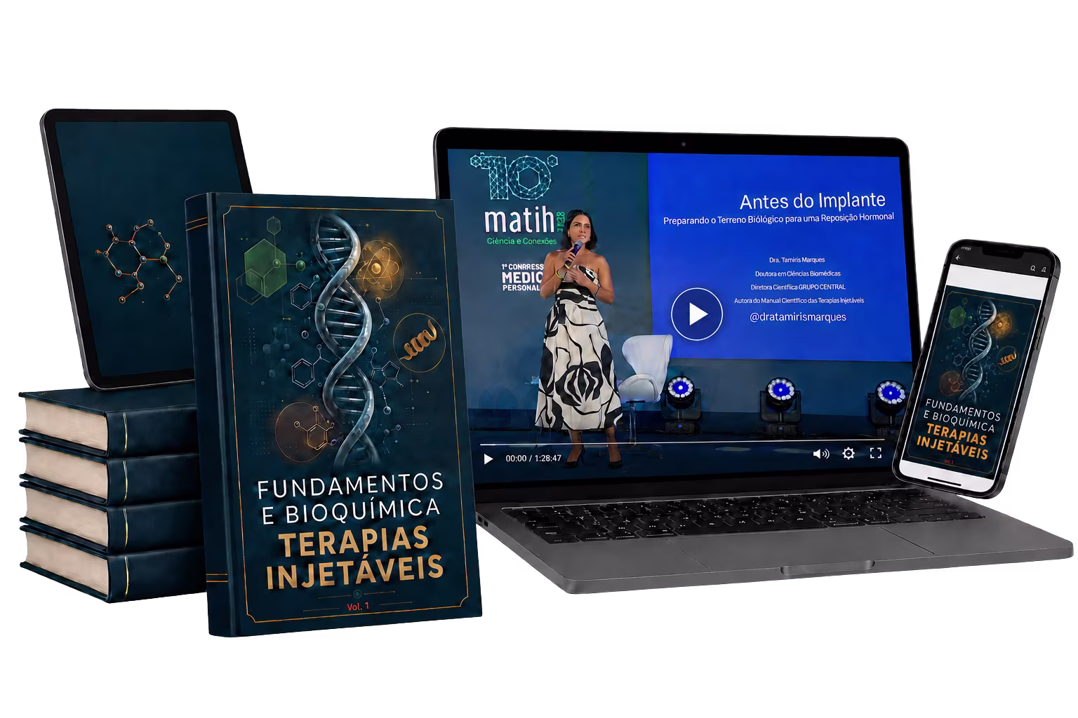 Guía Práctica en 5 volúmenes, grabación del workshop en notebook y clases adicionales en tablet y celular